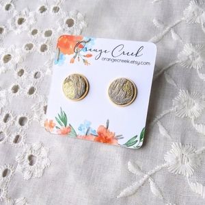 Cowhide leather stud earrings